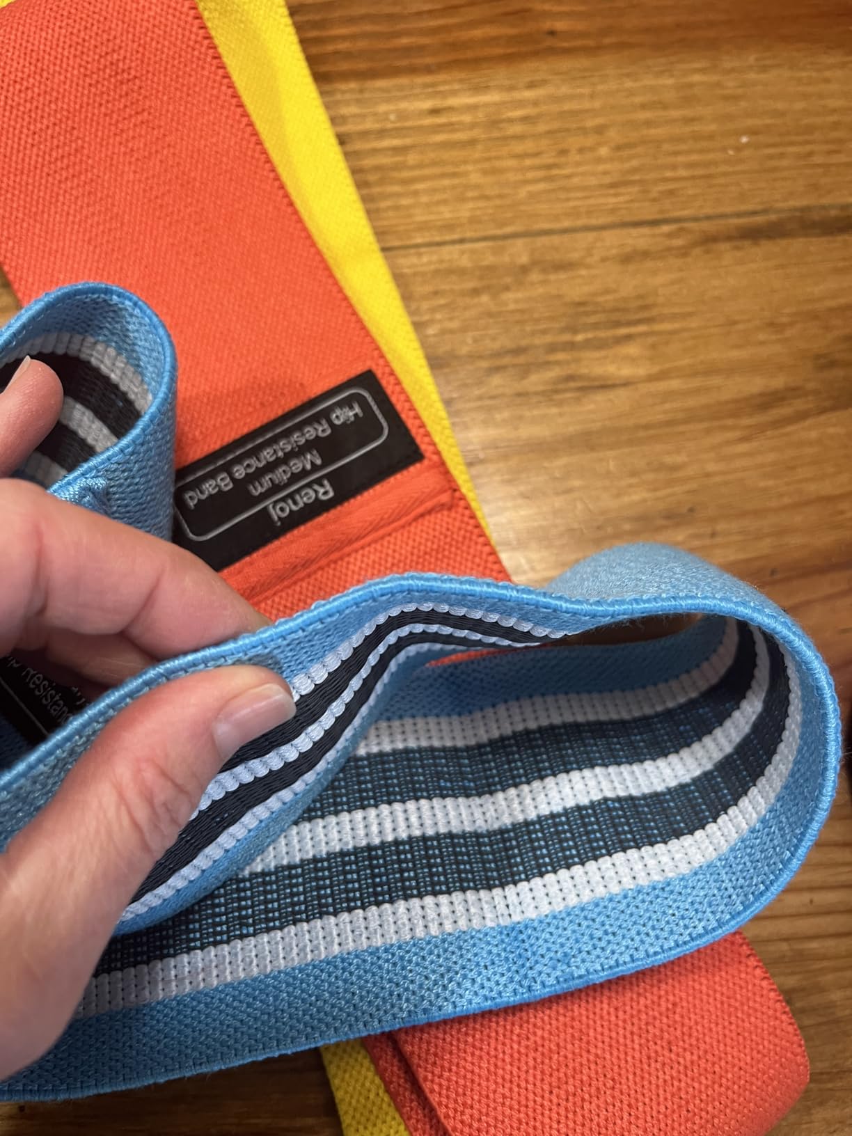 Renoj Resistance Bands for Working Out: 3-Set Professional Exercise Bands for Pilates, Yoga, Home Gym, Booty, Leg Training | Heavy/Medium/Light Fabric Loops for Women Men - Customer Photo 2