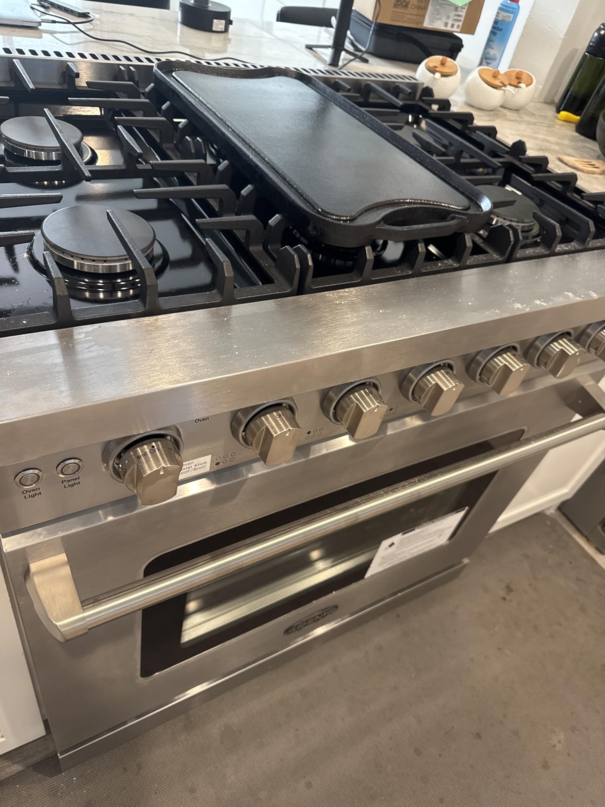 COSMO COS-EPGR486G 48 in. Haven Collection 7 cu. ft. Double Oven Gas Range, 6 Burners, Griddle, Convection, Knob LEDs, Stainless Steel - Customer Photo 1