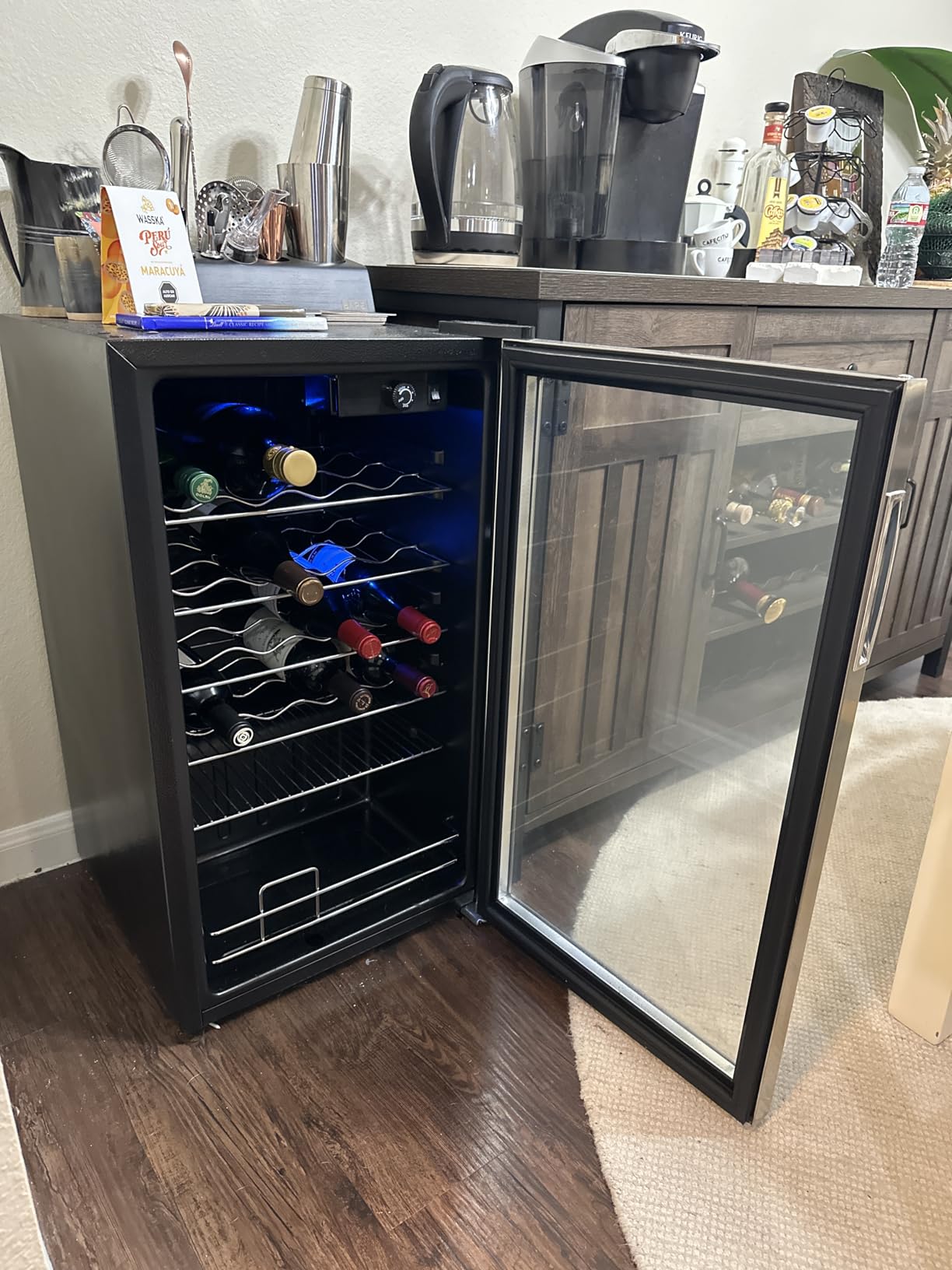 BLACK+DECKER 26 Bottle Wine Fridge with Interior Light and Mechanical Temperature Control, Compressor Cooling Wine Cooler Refrigerator with 4 Wine Racks and 1 Flat Shelf, Wine Bottle Chiller - Customer Photo 2