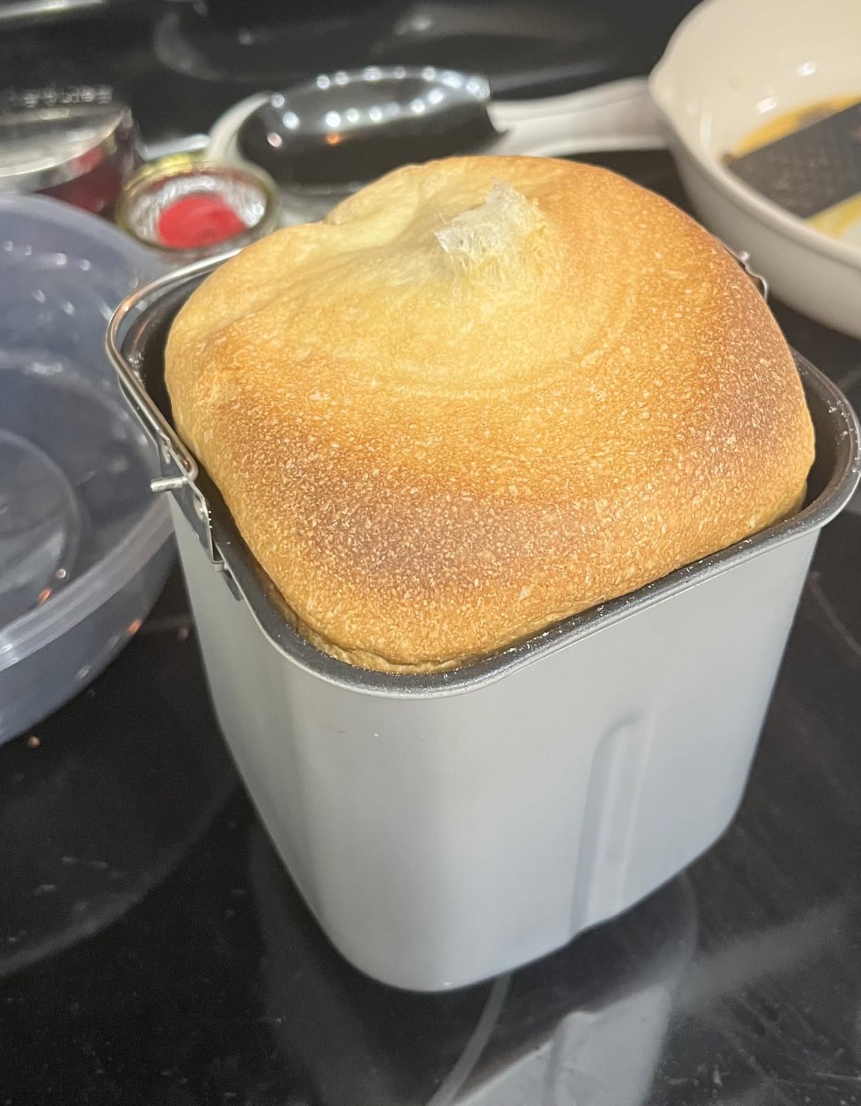 Elite Gourmet EBM8103B Programmable Bread Maker Machine 3 Loaf Sizes, 19 Menu Functions Gluten Free White Wheat Rye French and more, 2 Lbs, Black - Customer Photo 1