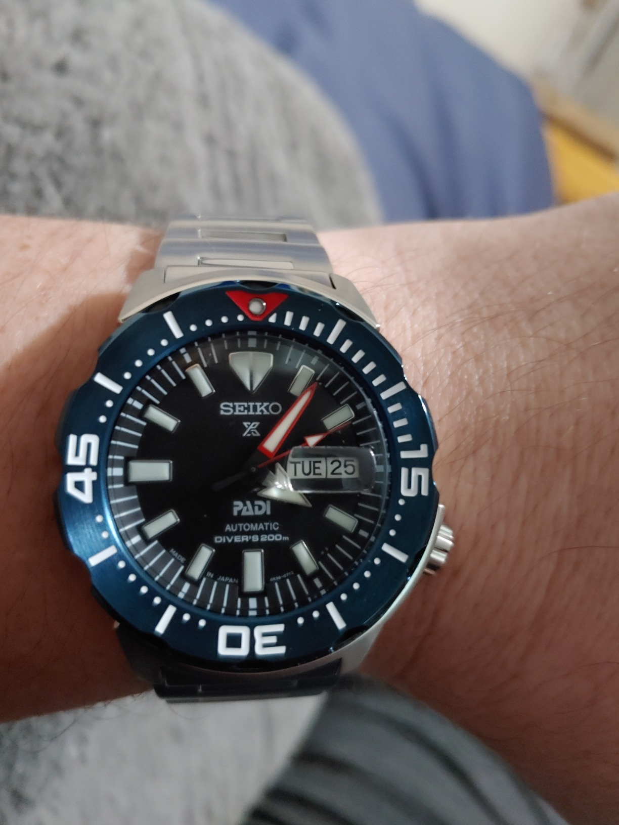 SEIKO SRPE27 Automatic Dive Watch for Men - Prospex PADI Special Edition - LumiBrite Hands, Elapsed Timing Bezel - Water Resistant 200M - Customer Photo 2