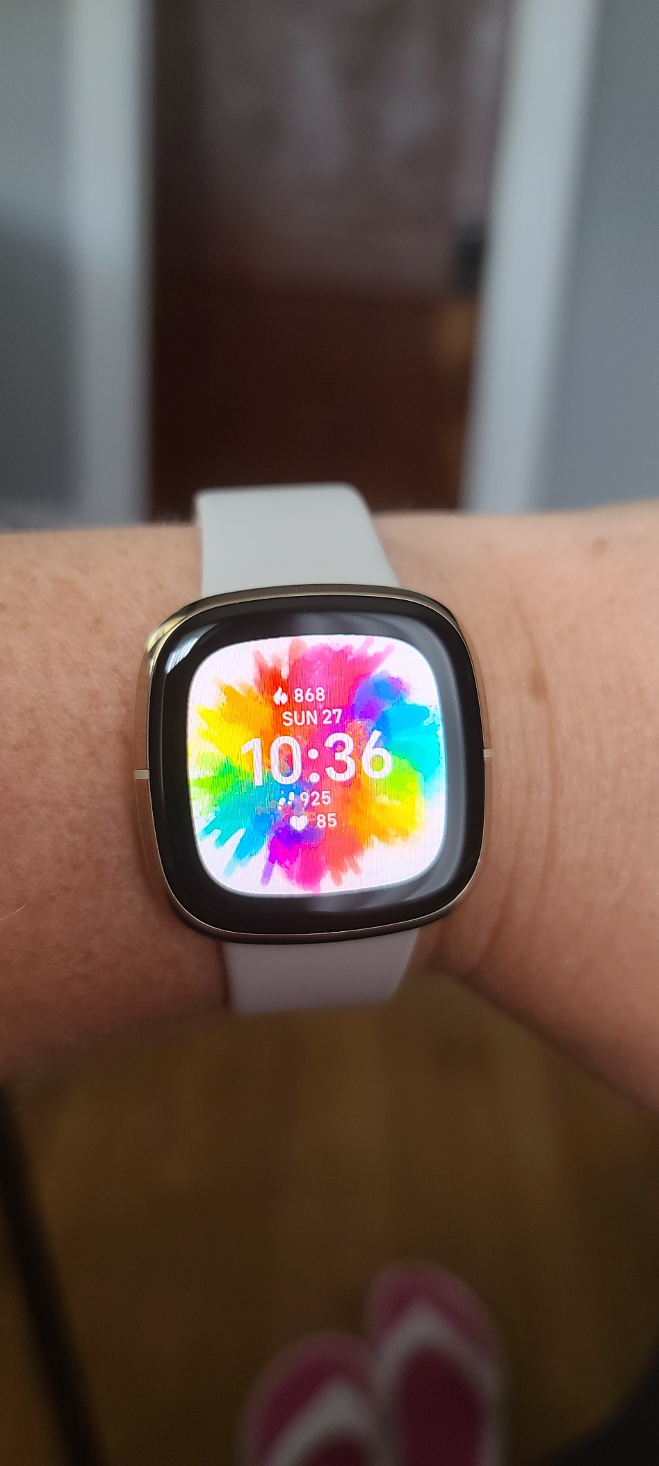 Fitbit Sense Advanced Smartwatch with Tools for Heart Health, Stress Management & Skin Temperature Trends, White/Gold, One Size (S & L Bands Included) - Customer Photo 1