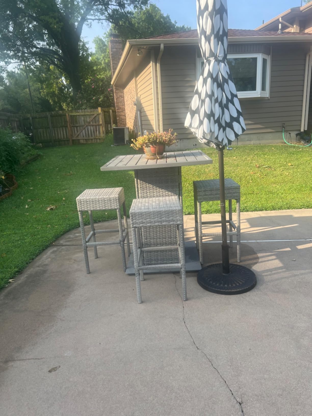 Best Choice Products 5-Piece Outdoor Wicker Bar Table Set for Patio, Poolside, Backyard w/Built-in Bottle Opener, Hidden Storage Shelf, Metal Tabletop, 4 Stools - Brown - Customer Photo 1