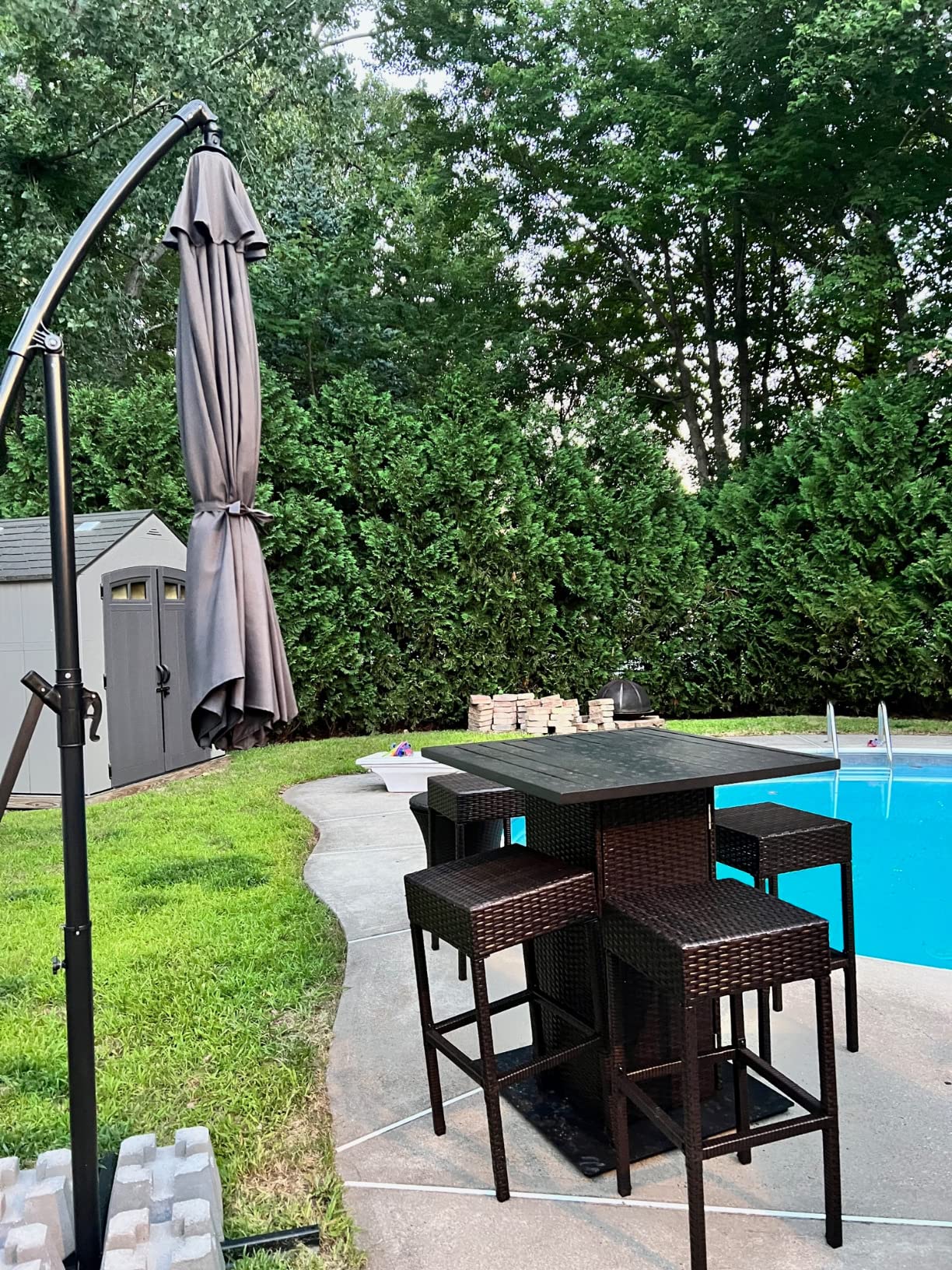 Best Choice Products 5-Piece Outdoor Wicker Bar Table Set for Patio, Poolside, Backyard w/Built-in Bottle Opener, Hidden Storage Shelf, Metal Tabletop, 4 Stools - Brown - Customer Photo 2