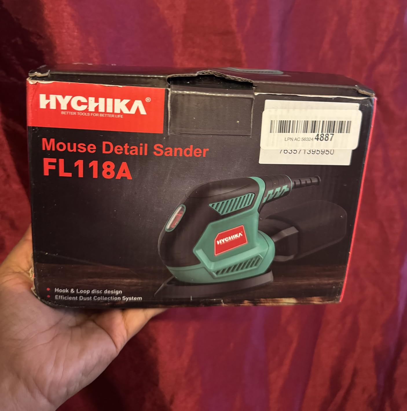 HYCHIKA Detail Sander, 14,000 OPM Compact Electric Sander Tool with 12 Pcs Sandpapers,Efficiency Dust Collection System,Suitable for Tight Spaces Sanding,Polishing,Removing Paint in Home Decoration - Customer Photo 1