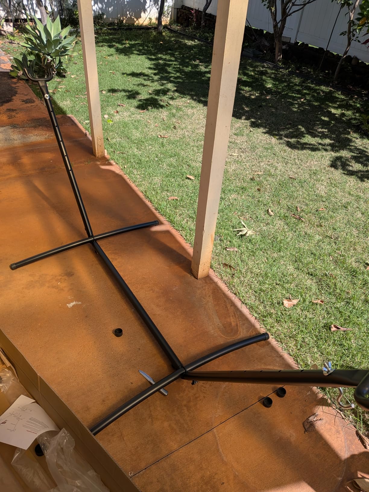 PNAEUT Double Hammocks with Stand for Outside, Portable Space Saving Heavy-Duty Steel Stand for Indoor Outdoor Patio with Carrying Bag, 450 lbs Capacity (Coffee) - Customer Photo 2