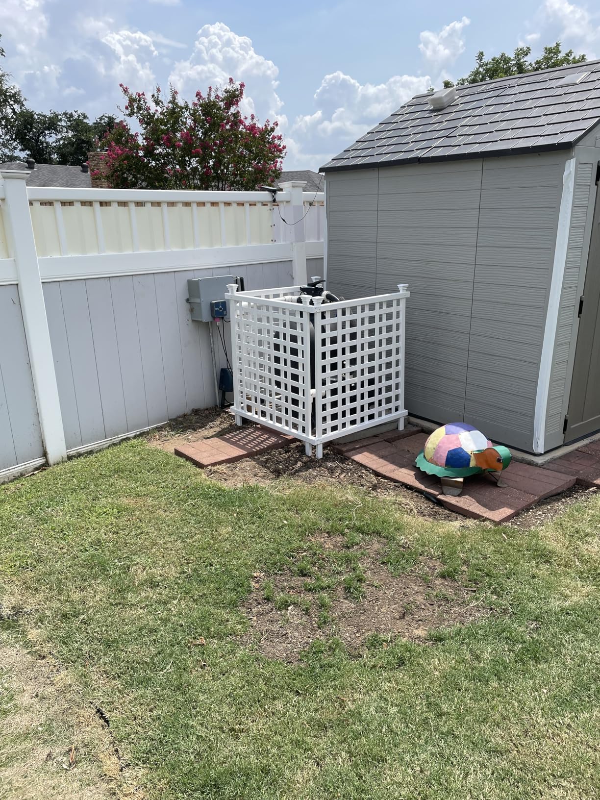 Enclo Privacy Screens ZP19052 Liberty Lattice 42in H X 39in W x 36in L Freestanding Enclosure to Cover Outdoor Garbage or AC Units White Vinyl Privacy Screen - Customer Photo 2