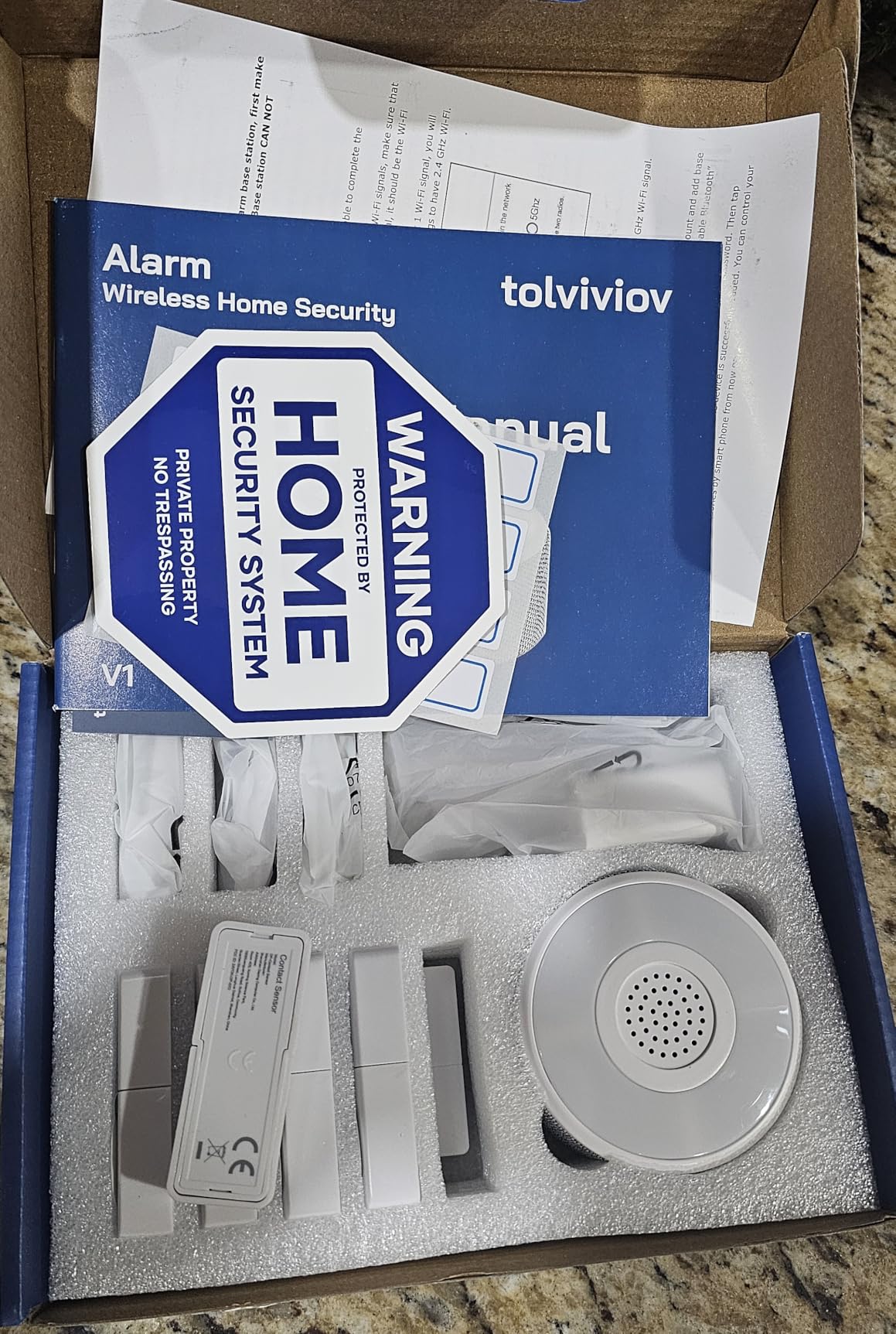 WiFi Door Alarm System, Wireless DIY Smart Home Security System, with Phone APP Alert, 8 Pieces-Kit (Alarm Siren, Door Window Sensor, Remote), Work with Alexa, for House, Apartment, by tolviviov - Customer Photo 1