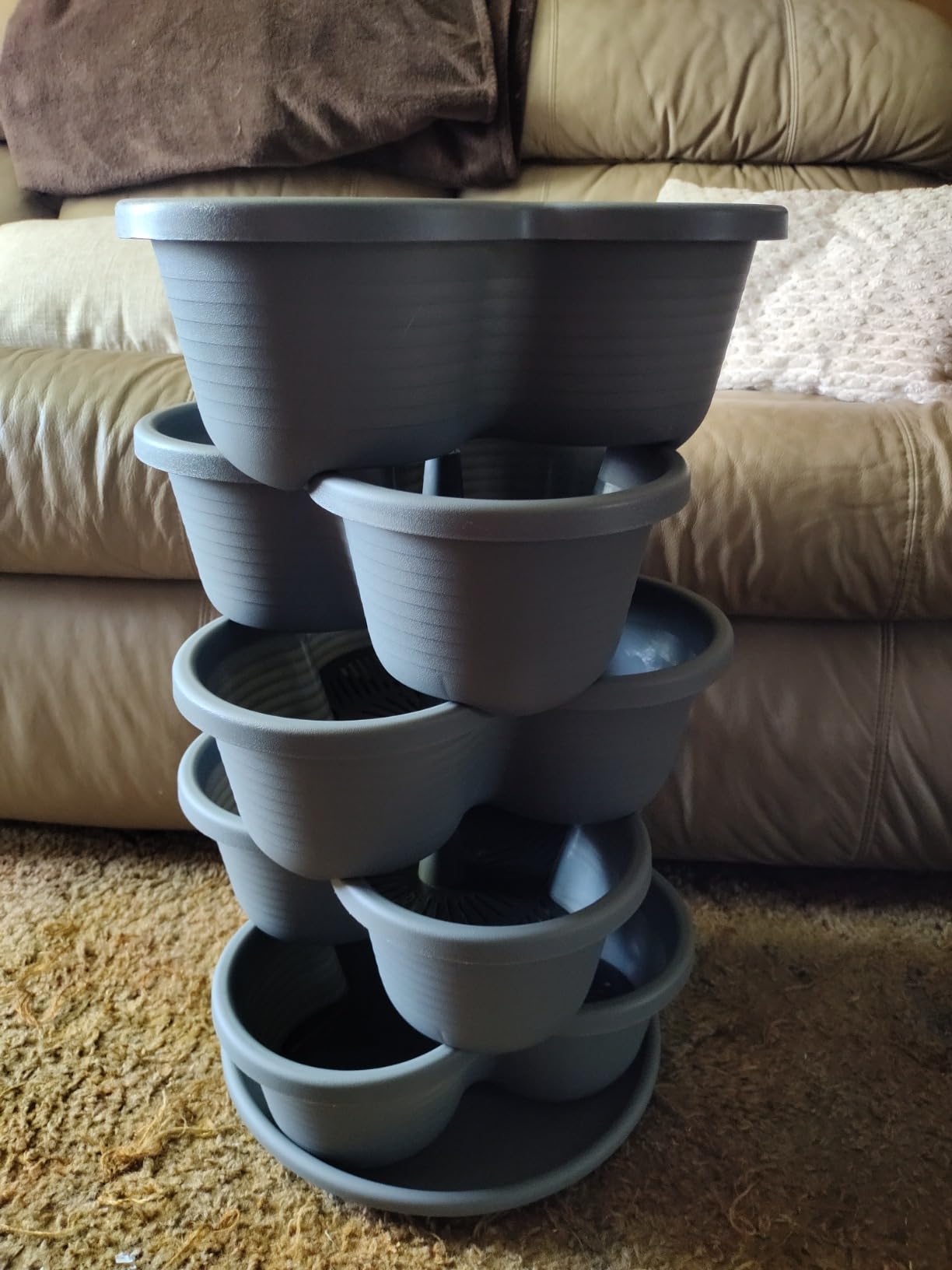 VIVOSUN 5 Tier Vertical Gardening Stackable Planter for Strawberries, Flowers, Herbs, Vegetables, Brown - Customer Photo 2