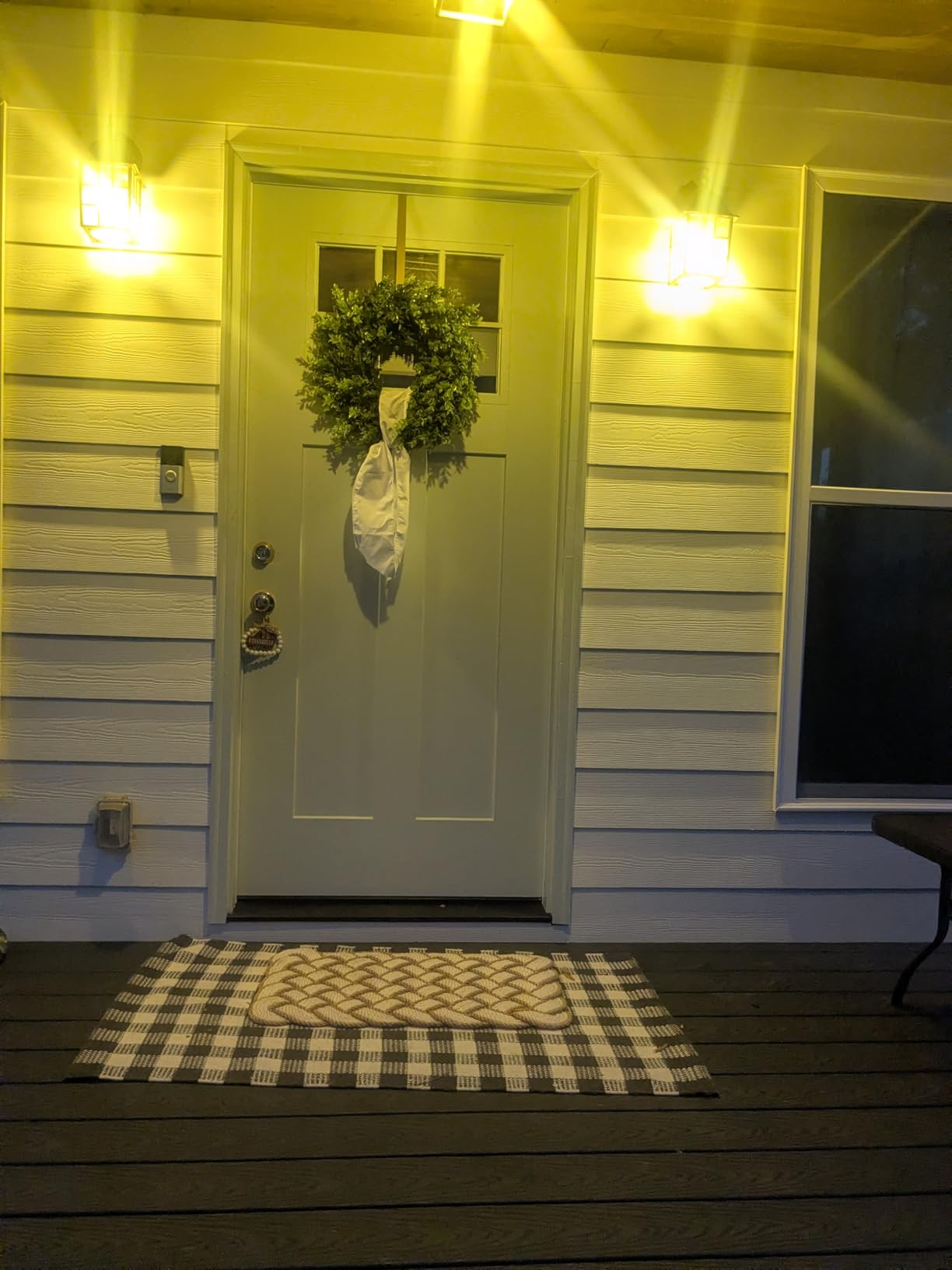 WIHTU 2-Pack Dusk to Dawn Outdoor Wall Lights, Sensor Exterior Light Fixtures, Porch Lights, Black Waterproof Wall Sconces, Outside Lighting for Garage, Front Door - Customer Photo 2