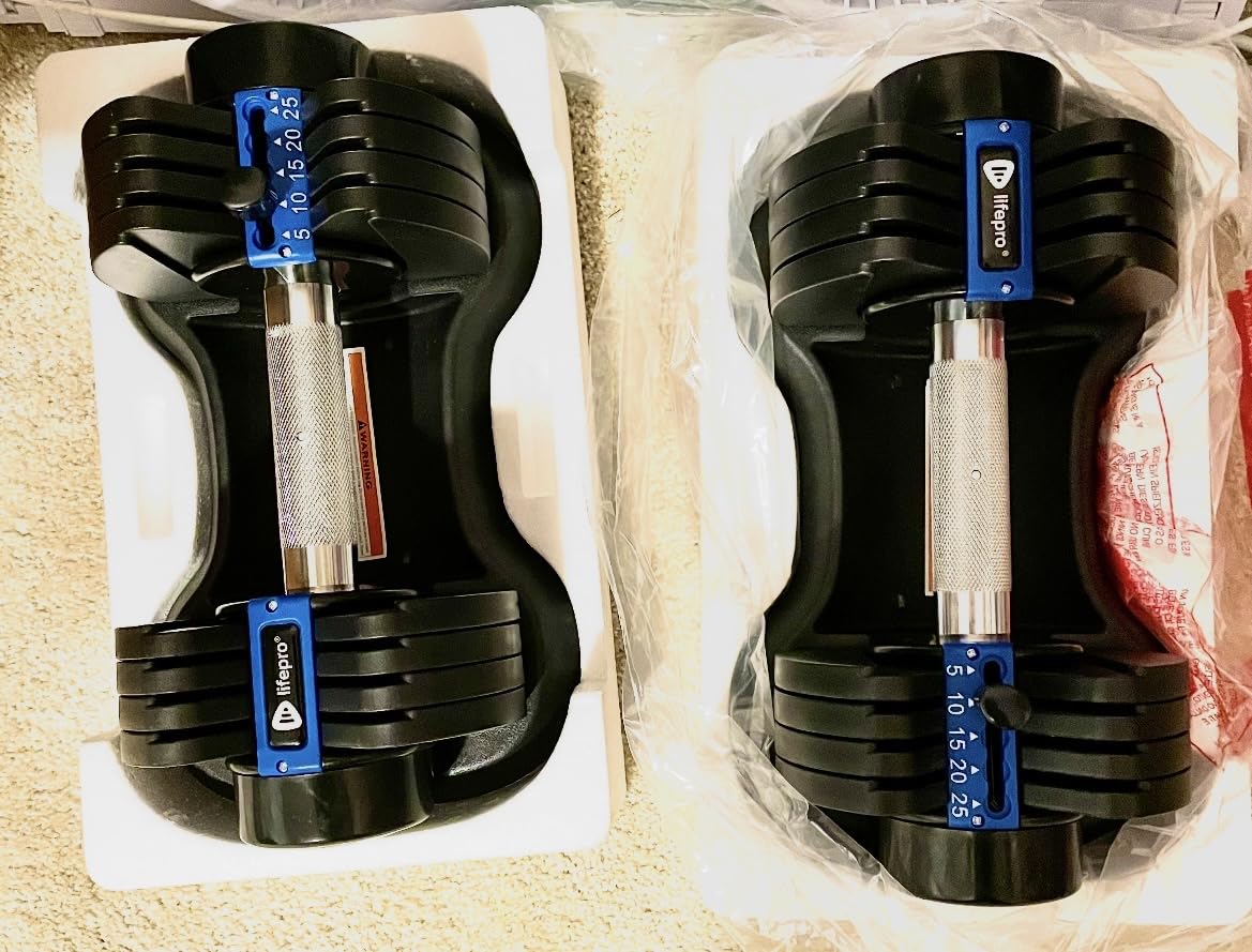 Lifepro Adjustable Dumbbells Set - Quick Adjustment, Anti Slip Handle - Space Saving & Strength Training Weights customer photo 1