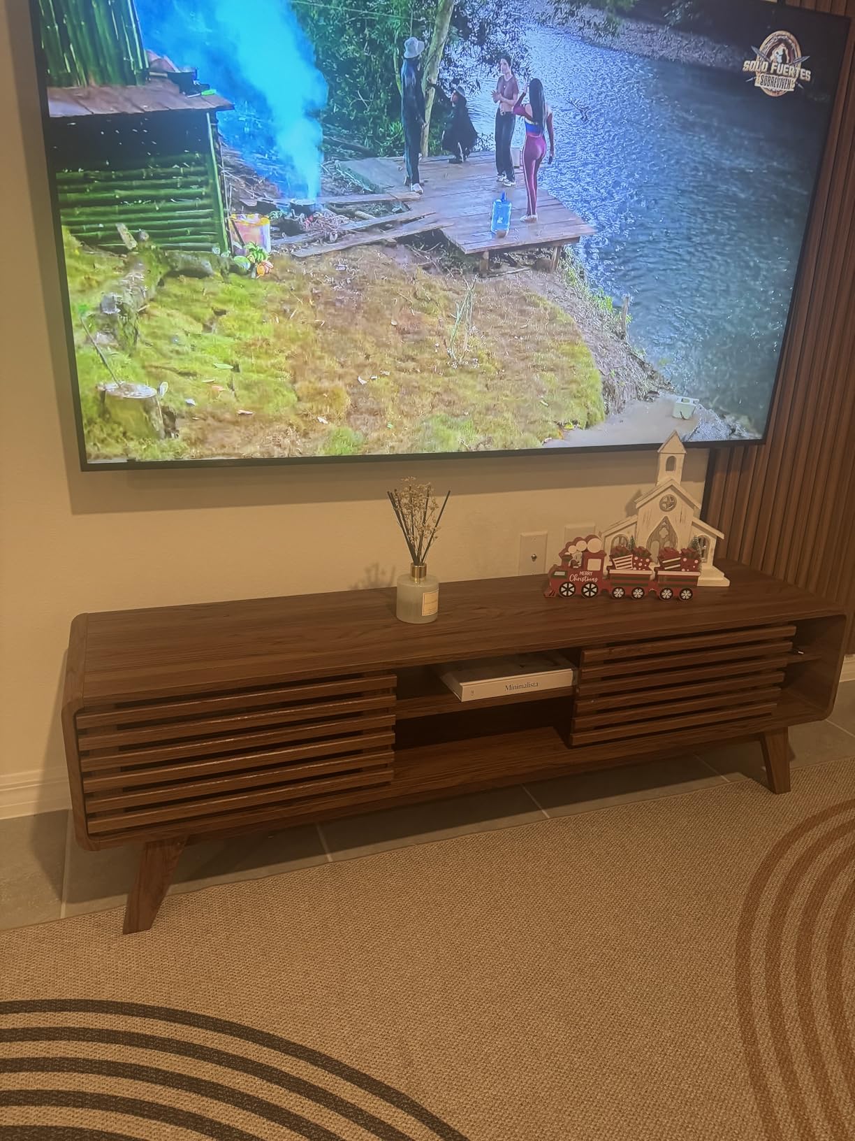 mopio Ensley TV Stand, Mid Century Modern for 55/60/65 inch TV, Farmhouse TV Stand, Entertainment Center with Storage, TV and Media Console for Living Room (Walnut, 46