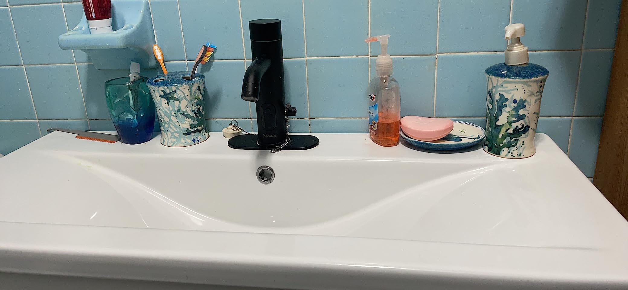 TUSEE Manual and Automatic Faucet, Touchless Bathroom Faucet with One Temperature Control Rod, Chrome, TS-5303C - Customer Photo 1