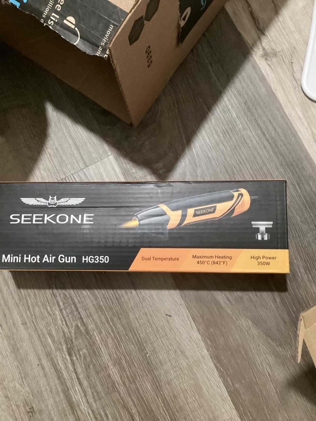 SEEKONE Mini Heat Gun, 350W 2-Temp Settings 500°F & 842°F（260℃& 450℃） Fast Heat Hot Air Gun Tool with Reflector Nozzle and 4.9Ft Long Cable Overload Protection for Crafting, Vinyl Wrap and Shrink Tubing - Customer Photo 2