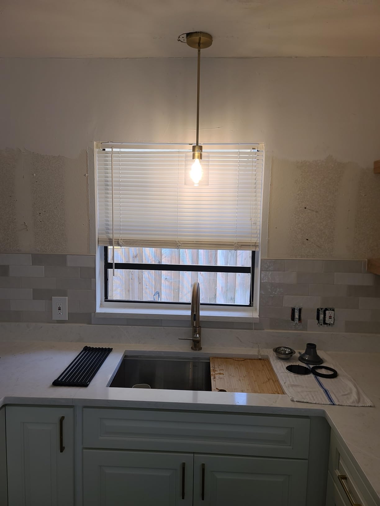 KLSS Modern Black Farmhouse Clear Glass Cylinder Pendant Light Fixture,Island Lights for Kitchen,Mini Pendant Lighting for Kitchen Island Decor - 4.75 Inch Shade 58 Inch Cord (Black 2 Pack) - Customer Photo 1