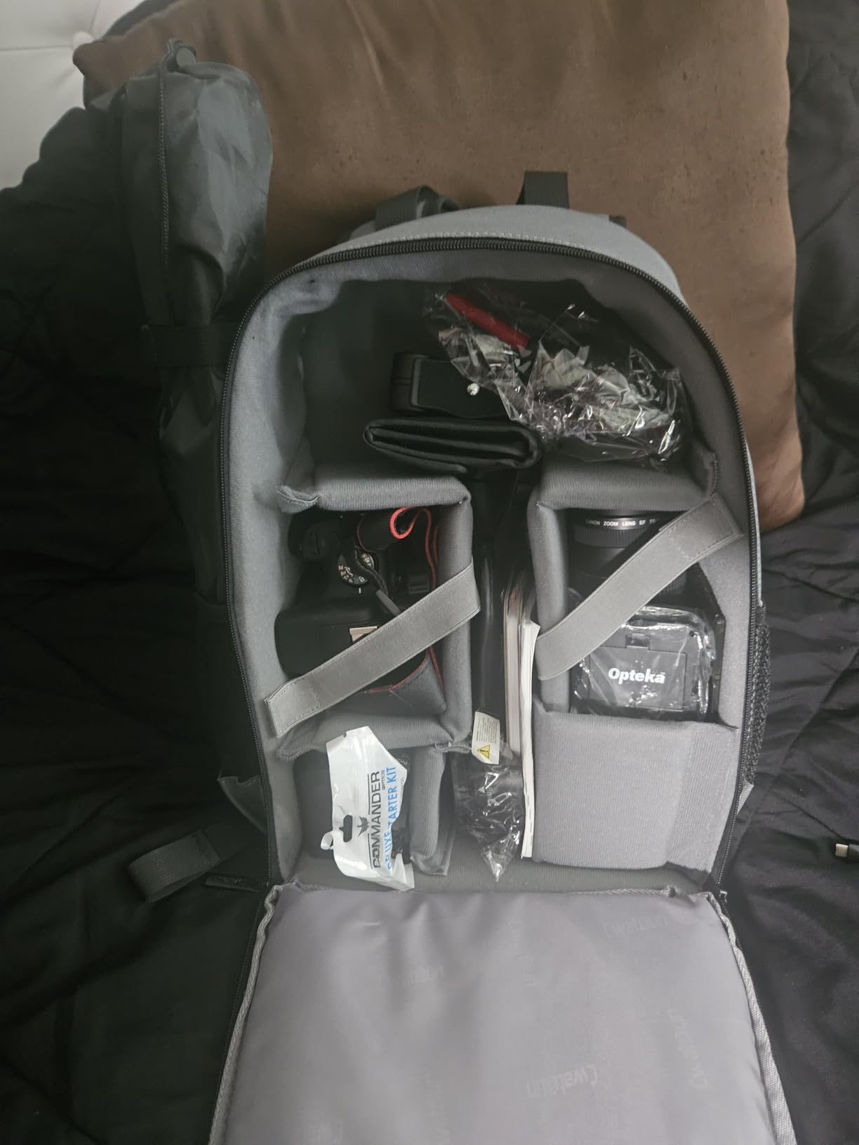 Cwatcun Camera Backpack Trolley Case Bag with Tripod Holder Anti-Theft Waterproof Camera Bag fits 15.6' Laptop for Canon Nikon Sony DSLR SLR Camera for Women Men Photographer - Customer Photo 4