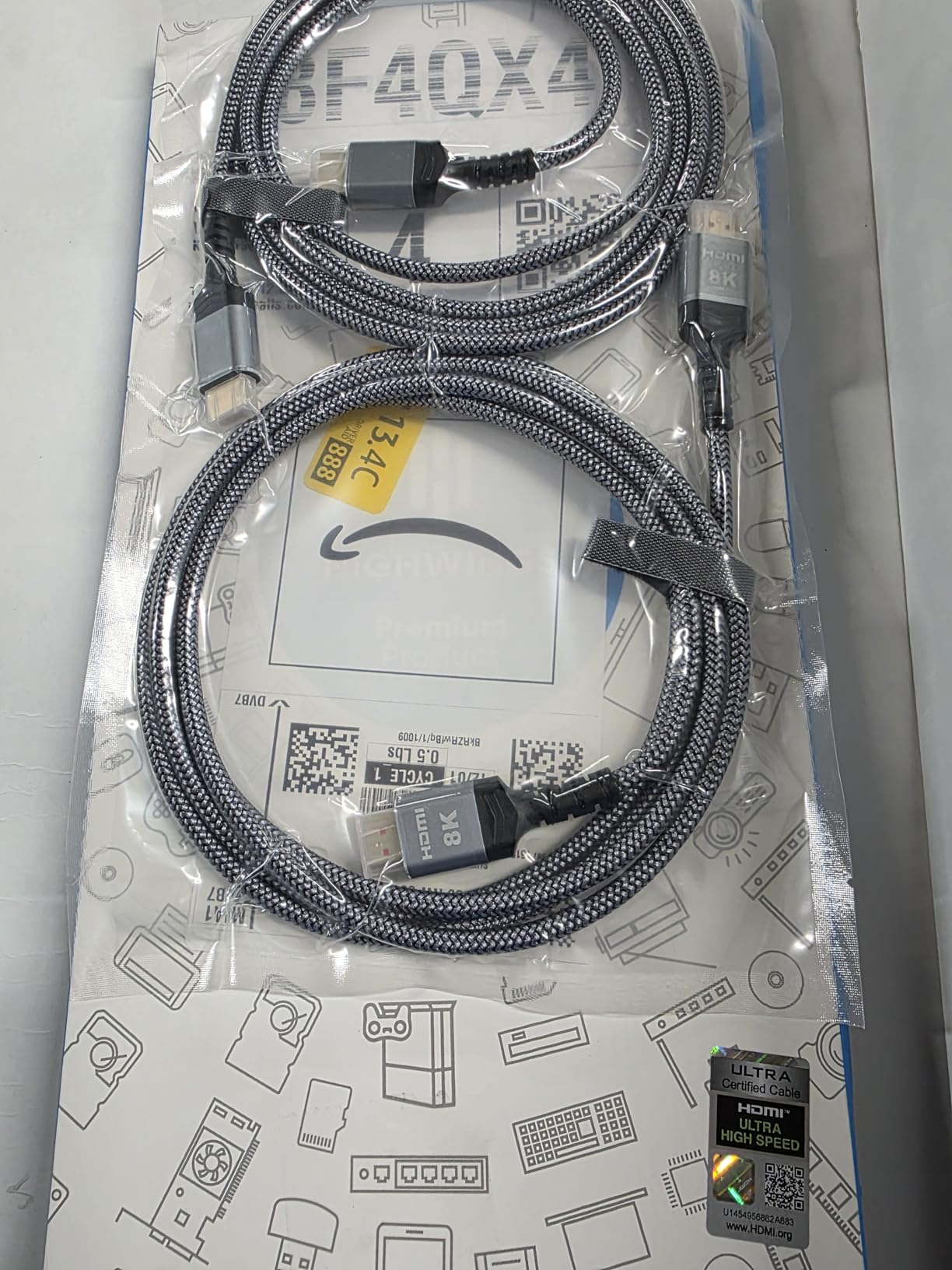 10K 8K HDMI 2.1 Cable 2-Pack 6.6FT, Highwings Certified 48Gbps Ultra High Speed Slim HDMI Cord,Support 4K@120Hz 8K@60Hz, HDCP 2.2&2.3, Dynamic HDR,eARC,DTS:X, Compatible with Roku TV/HDTV/PS5/Blu-ray - Customer Photo 2