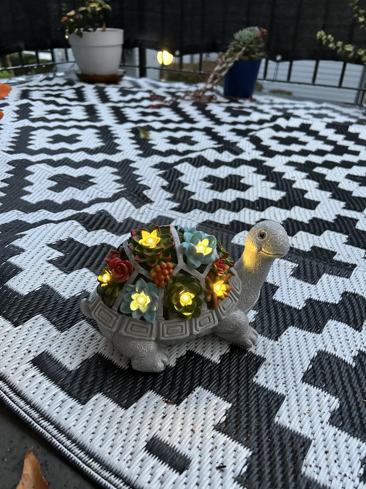 Nacome Solar Garden Outdoor Statues Turtle with Succulent and 7 LED Lights - Lawn Decor Tortoise Statue for Patio, Balcony, Yard Ornament - Chrismtas Gifts for Mom Grandma - Customer Photo 2
