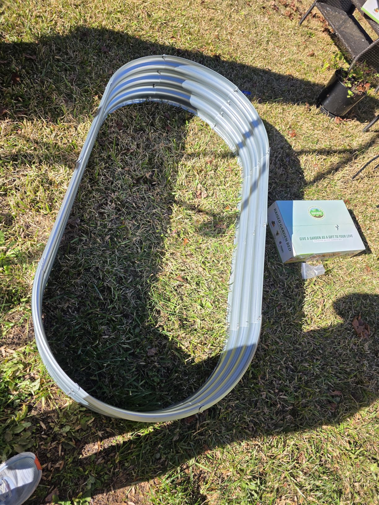 Raised Garden Bed Galvanized Planter Box Outdoor, 5ft Oval Large Rot-Resistant Metal Garden Bed Planter for Vegetables Flower Herb (Silver) - Customer Photo 1