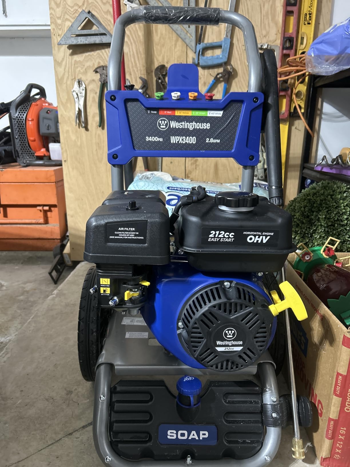 Westinghouse WPX3400 Gas Pressure Washer, 3400 PSI and 2.6 GPM, Onboard Soap Tank, Spray Gun and Wand, 5 Nozzle Set, for Cars/Fences/Driveways/Homes/Patios/Furniture customer photo 1
