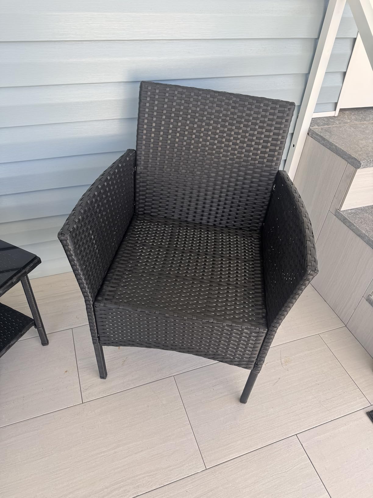 FDW Wicker Outdoor Furniture Patio Furniture Set of 3 Rattan Patio Chairs Outdoor Chairs Patio Conversation Set with Coffee Table for Yard Backyard Lawn Porch Poolside Balcony,Black - Customer Photo 1