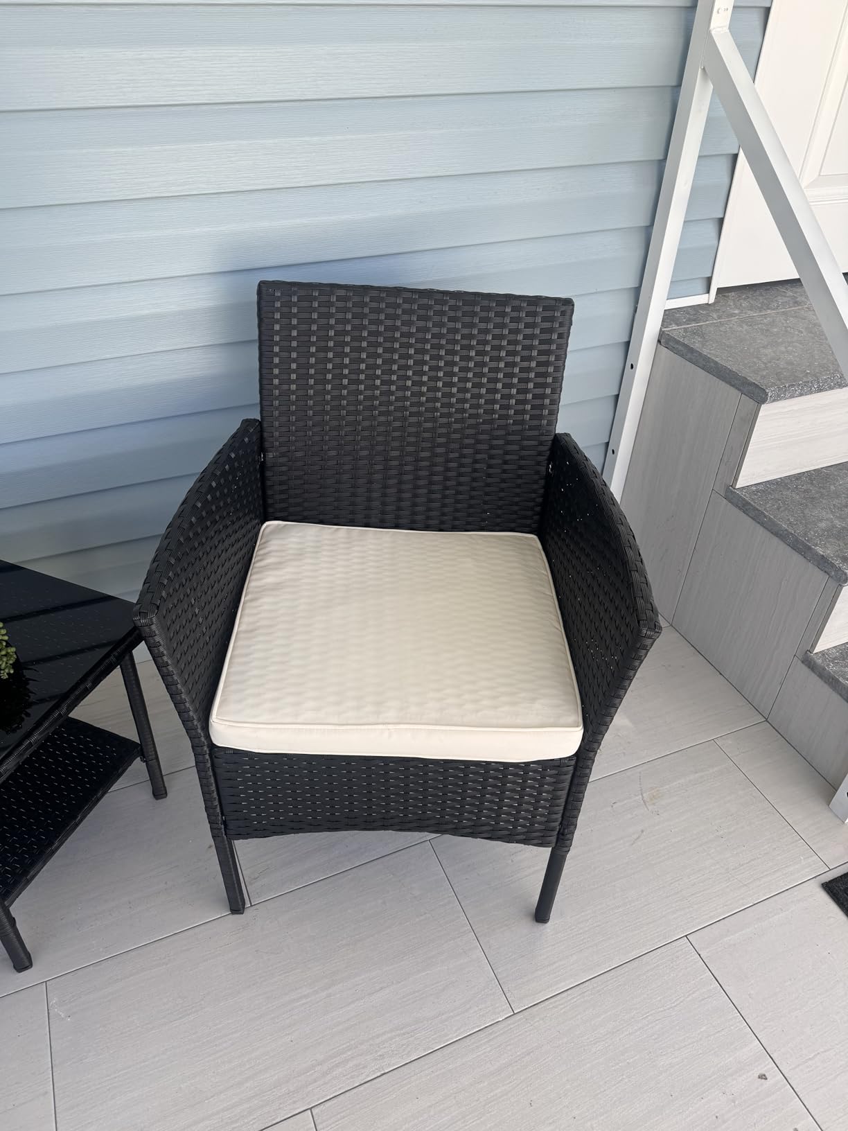 FDW Wicker Outdoor Furniture Patio Furniture Set of 3 Rattan Patio Chairs Outdoor Chairs Patio Conversation Set with Coffee Table for Yard Backyard Lawn Porch Poolside Balcony,Black - Customer Photo 2