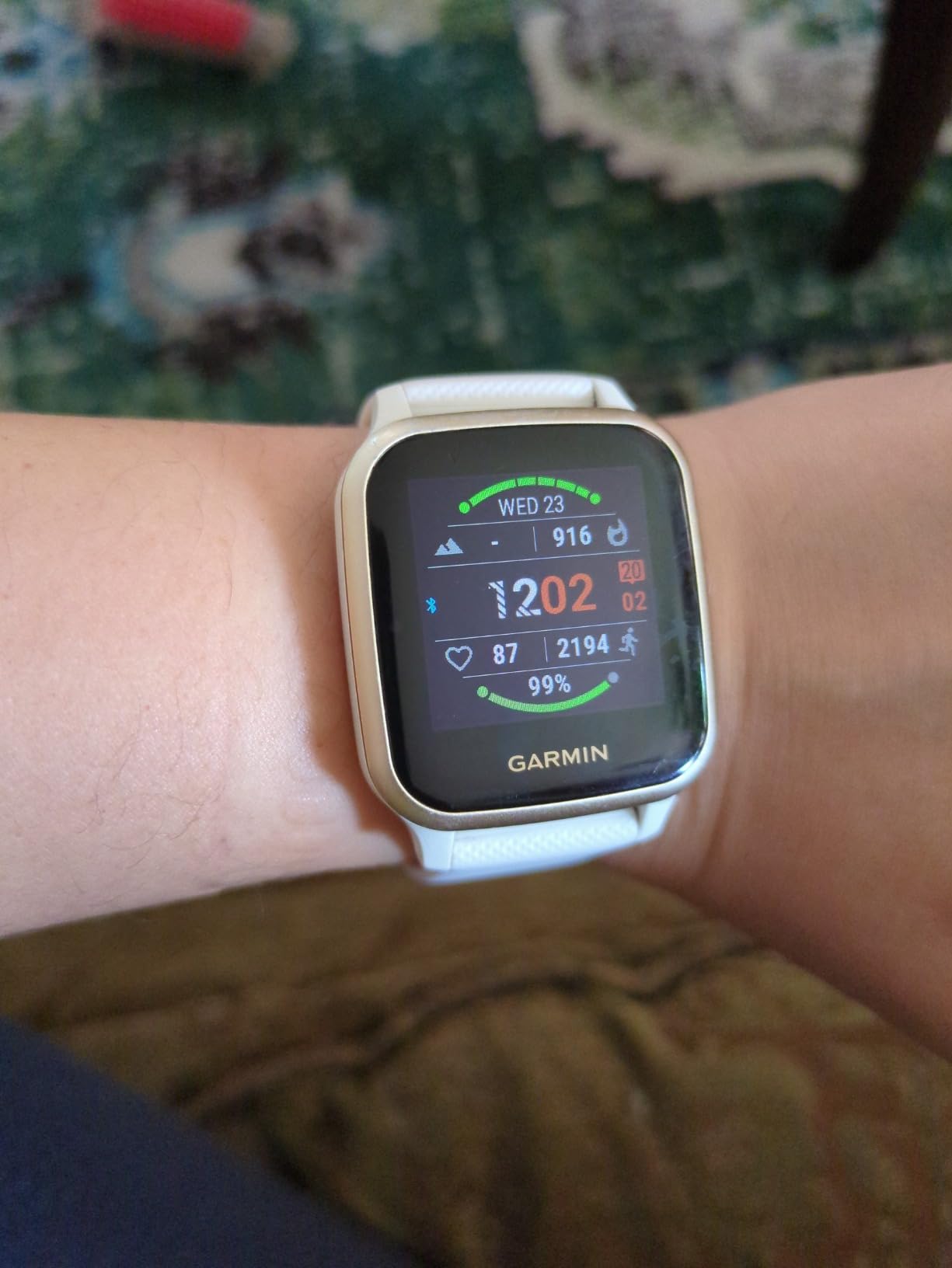 Garmin Venu Sq (Renewed), 010-02427-01 GPS Smartwatch with Bright Touchscreen Display, Up to 6 Days of Battery Life, Light Gold and White - Customer Photo 1