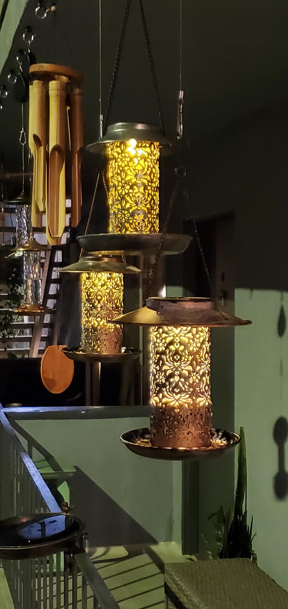 SWEETFULL Solar Bird Feeder for Outdoors Hanging, Metal Wild Bird Feeder for Cardinals Solar Garden Lantern with S Hook as Gift for Bird Lovers (2LBs Heavy Duty birdfeeders) - Customer Photo 1