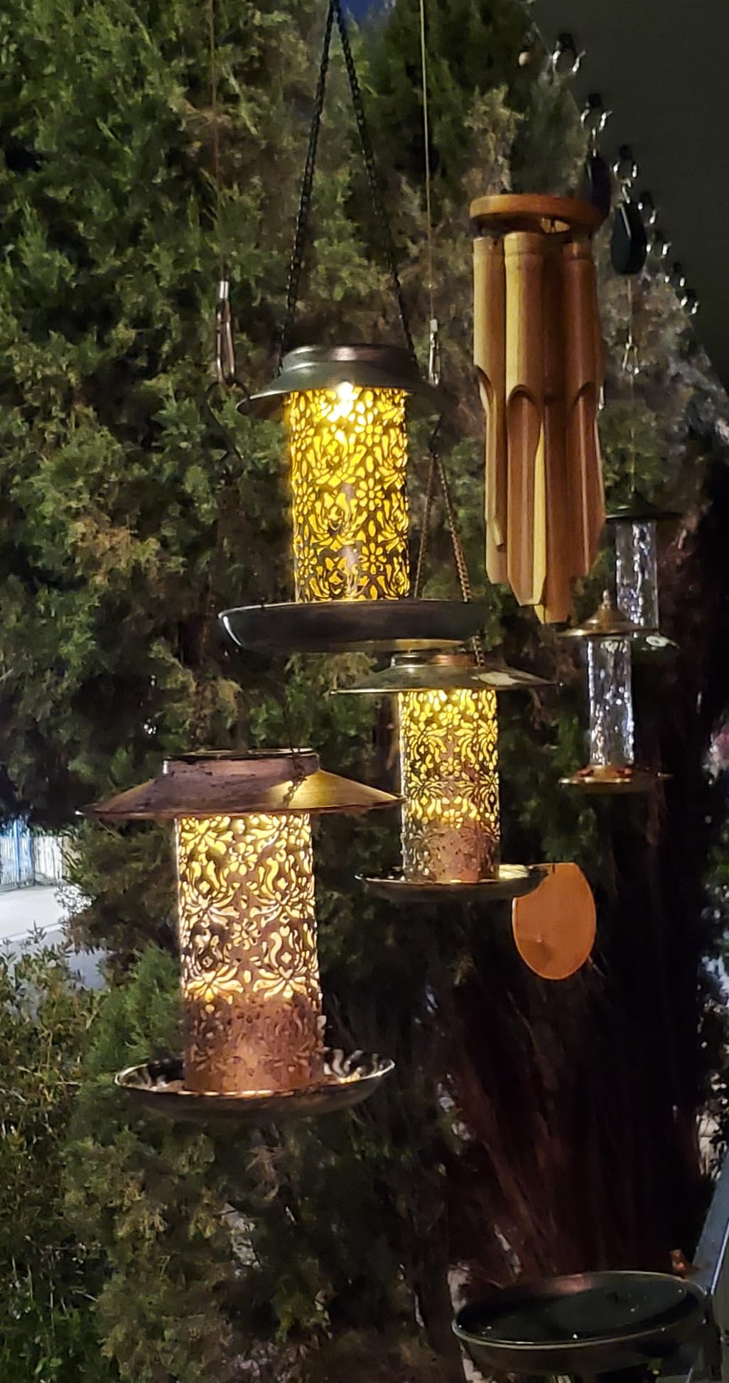 SWEETFULL Solar Bird Feeder for Outdoors Hanging, Metal Wild Bird Feeder for Cardinals Solar Garden Lantern with S Hook as Gift for Bird Lovers (2LBs Heavy Duty birdfeeders) - Customer Photo 2