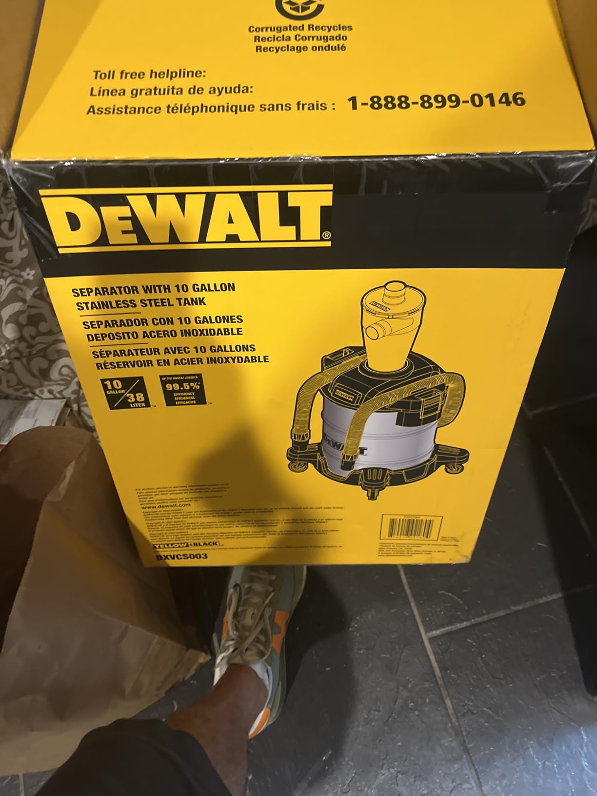 Dewalt Dust Separator with 10 Gal Stainless Steel Tank, 99.5% Efficiency Cyclone Dust Collector, High-Performance Cycle Powder Collector Filter, Dust Cyclone Collector, DXVCS003 - Customer Photo 1