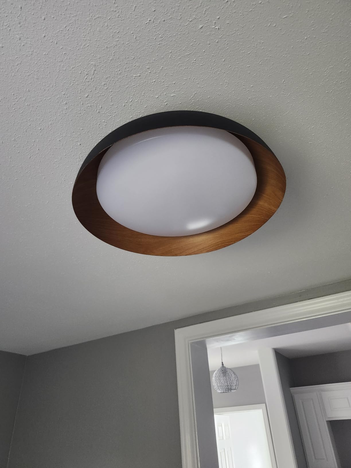 Bargeni Flush Mount Ceiling Light,12.5 inch LED Ceiling Light Fixture,Matte Black with Gold Inside,3000K/Warm White/18W(100w Equiv.),Dimmable Outdoor Lighting Fixtures Ceiling for Bedroom and Hallway - Customer Photo 2