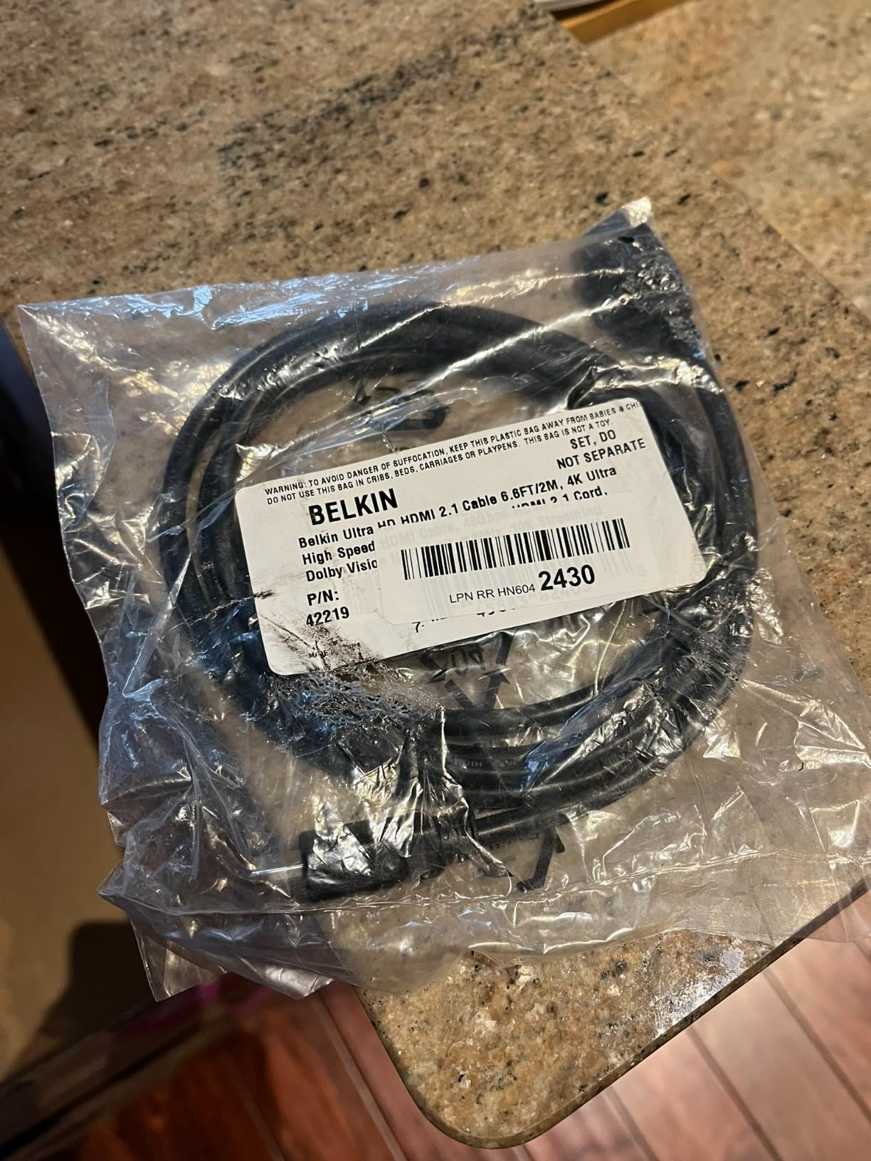 Belkin Ultra HD HDMI 2.1 Cable 6.6ft/2M, 4K Ultra High Speed HDMI Cable, 48Gbps HDMI 2.1 Cord, Dolby Vision HDR & 8K @60Hz, 10K Streaming - Compatible w/ Playstation, PS4, PS5, Xbox Series X, & More - Customer Photo 2