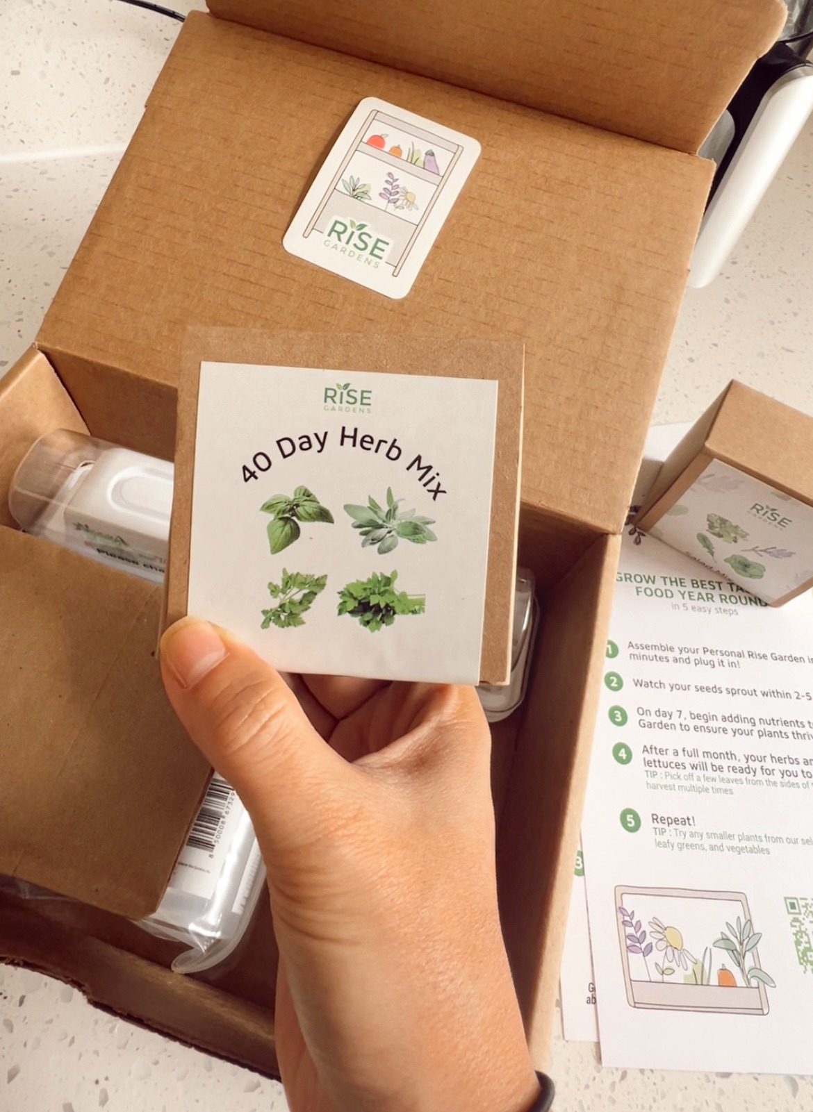 Rise Gardens Personal Rise Garden Hydroponic Indoor Garden Kit with LED Grow Light, Countertop Size - Customer Photo 1