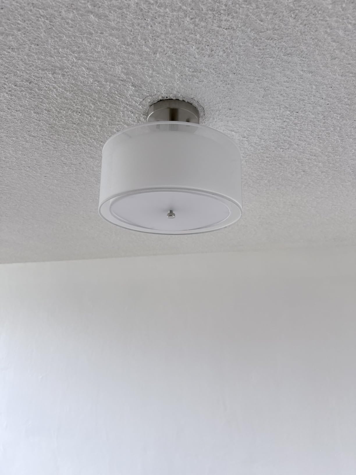 FOLKSMATE 3-Light Semi Flush Mount Ceiling Light Fixture, Drum Light with Double Fabric Shade, Modern Close to Ceiling Lamps for Dining Room Kitchen - Customer Photo 2