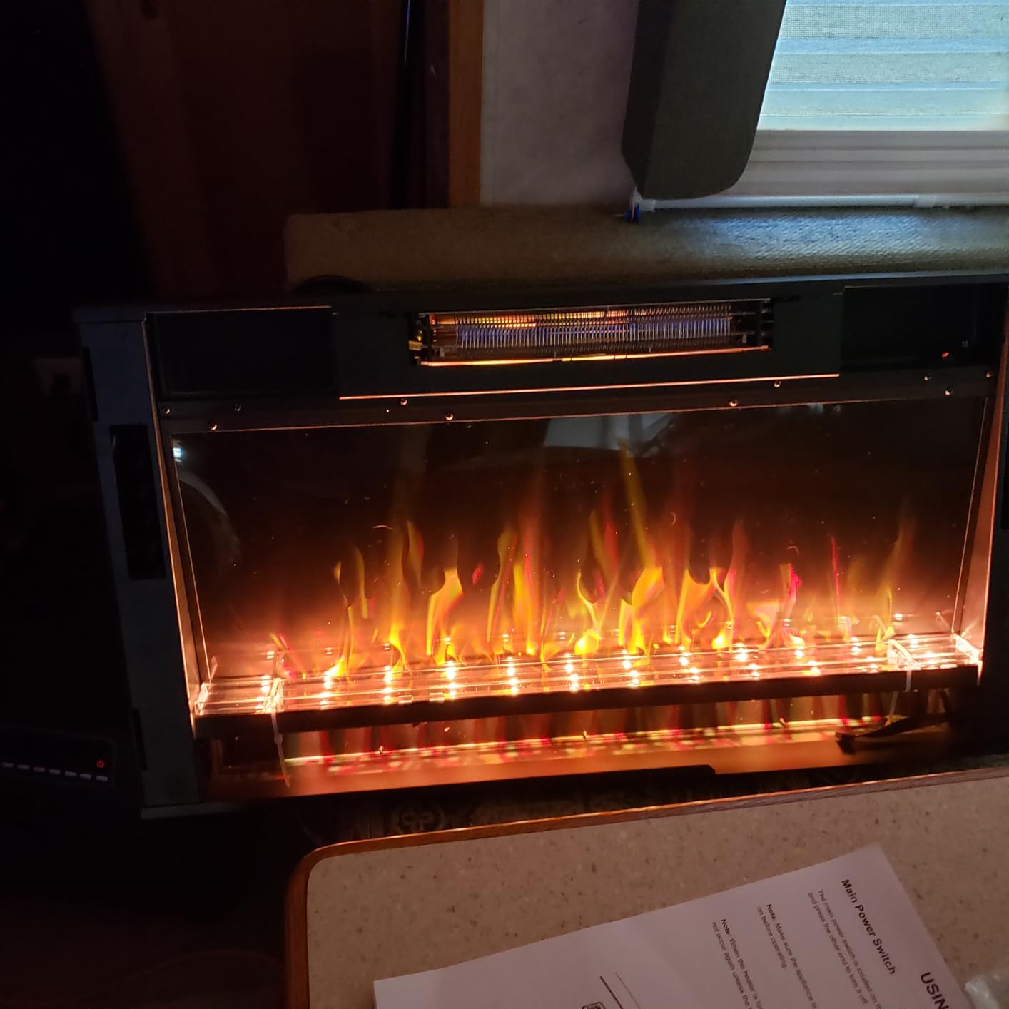 Electactic 36 Inch Electric Fireplace Insert Ultra-Thin - Recessed & Wall-Mounted Fireplace Heater with Thermostat, Adjustable Flame, Remote Control - Linear with Timer, Touch Screen, 750/1500W - Customer Photo 1