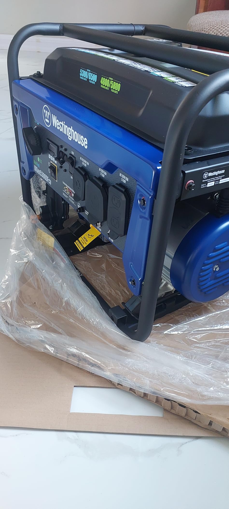 Westinghouse 6500 Watt Dual Fuel Home Backup Portable Generator, Transfer Switch Ready 30A Outlet, RV Ready 30A Outlet, CO Sensor - Customer Photo 2