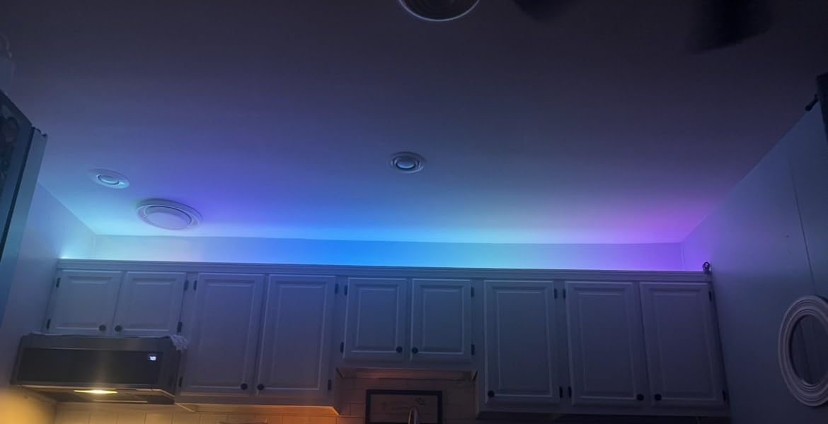 Govee RGBIC LED Strip Lights, 32.8ft Smart LED Lights for Bedroom, Bluetooth LED Lights APP Control, DIY Multiple Colors on One Line, Color Changing LED Strip Lighting Music Sync, Home Decor - Customer Photo 1