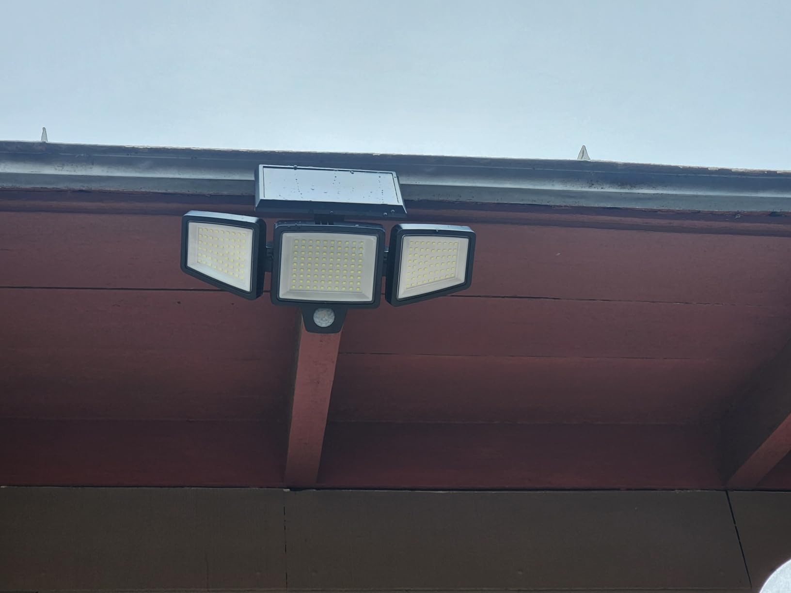 Tuffenough Solar Outdoor Lights 2500LM 210 LED Security Lights with Remote Control,3 Heads Motion Sensor Lights, IP65 Waterproof,270° Wide Angle Flood Wall Lights with 3 Modes - Customer Photo 1