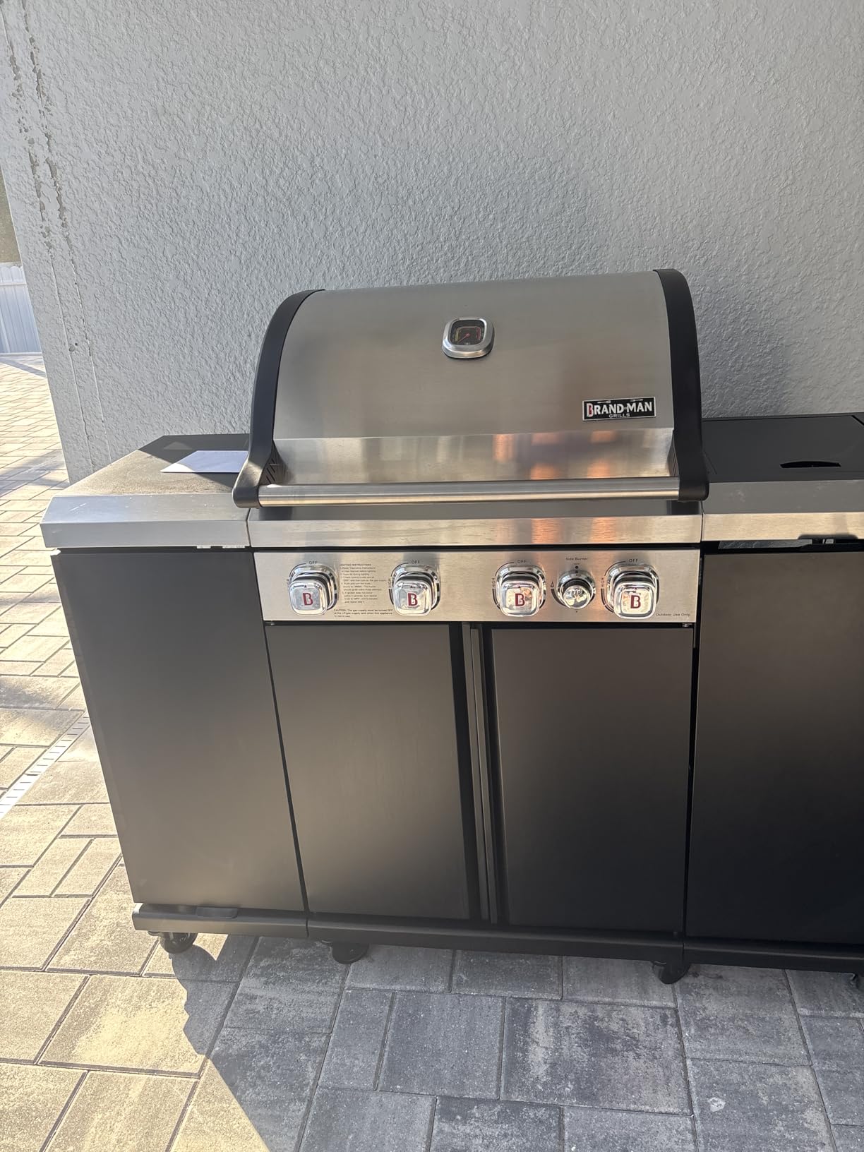 Brand-Man 6-Burner Gas Outdoor Kitchen Grill Island with Side Burner - 72,000 BTU Stainless Steel BBQ Grill Station with Storage Cabinets, Fold-out Prep Table, LPG/NG Convertible, Gray - Customer Photo 1