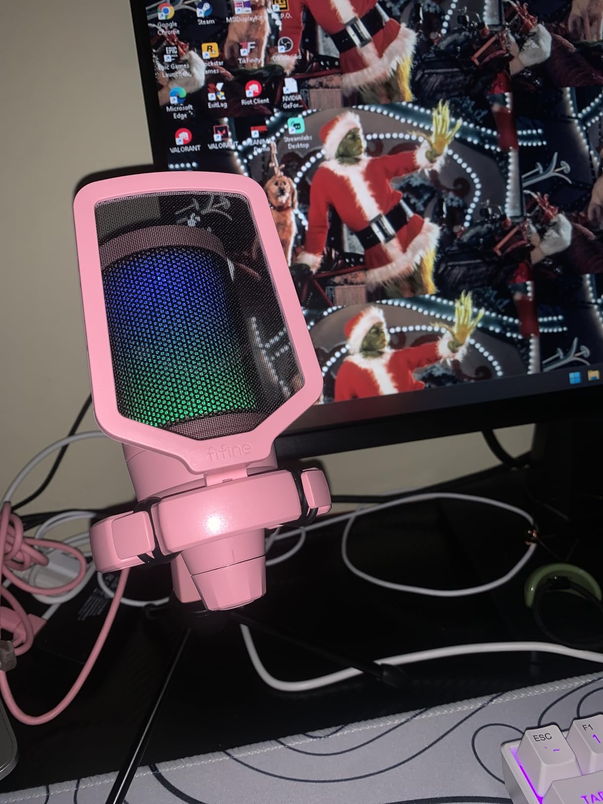 FIFINE Gaming USB Microphone for PC PS5, Condenser Mic with Quick Mute, RGB Indicator, Tripod Stand, Pop Filter, Shock Mount, Gain Control for Streaming Discord Twitch Podcasts Videos- AmpliGame customer photo 1