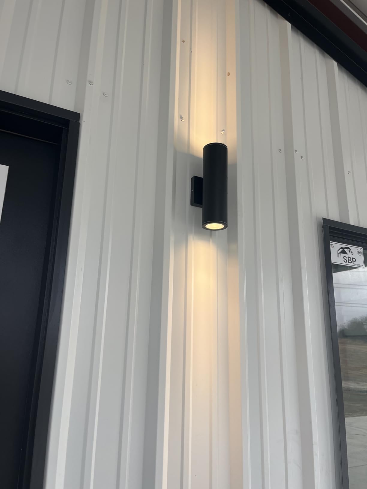 DAKAFUL Outdoor Wall Lights 2 Packs, Integrated LED Cylinder Up Down 12W 2700K Modern Aluminum Light, Waterproof Exterior Light for Porch Patio Door - Customer Photo 2