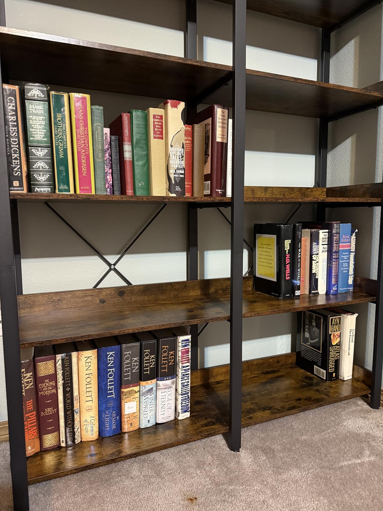 Seventable Bookshelf 6 Tier with 4 Hooks, 67