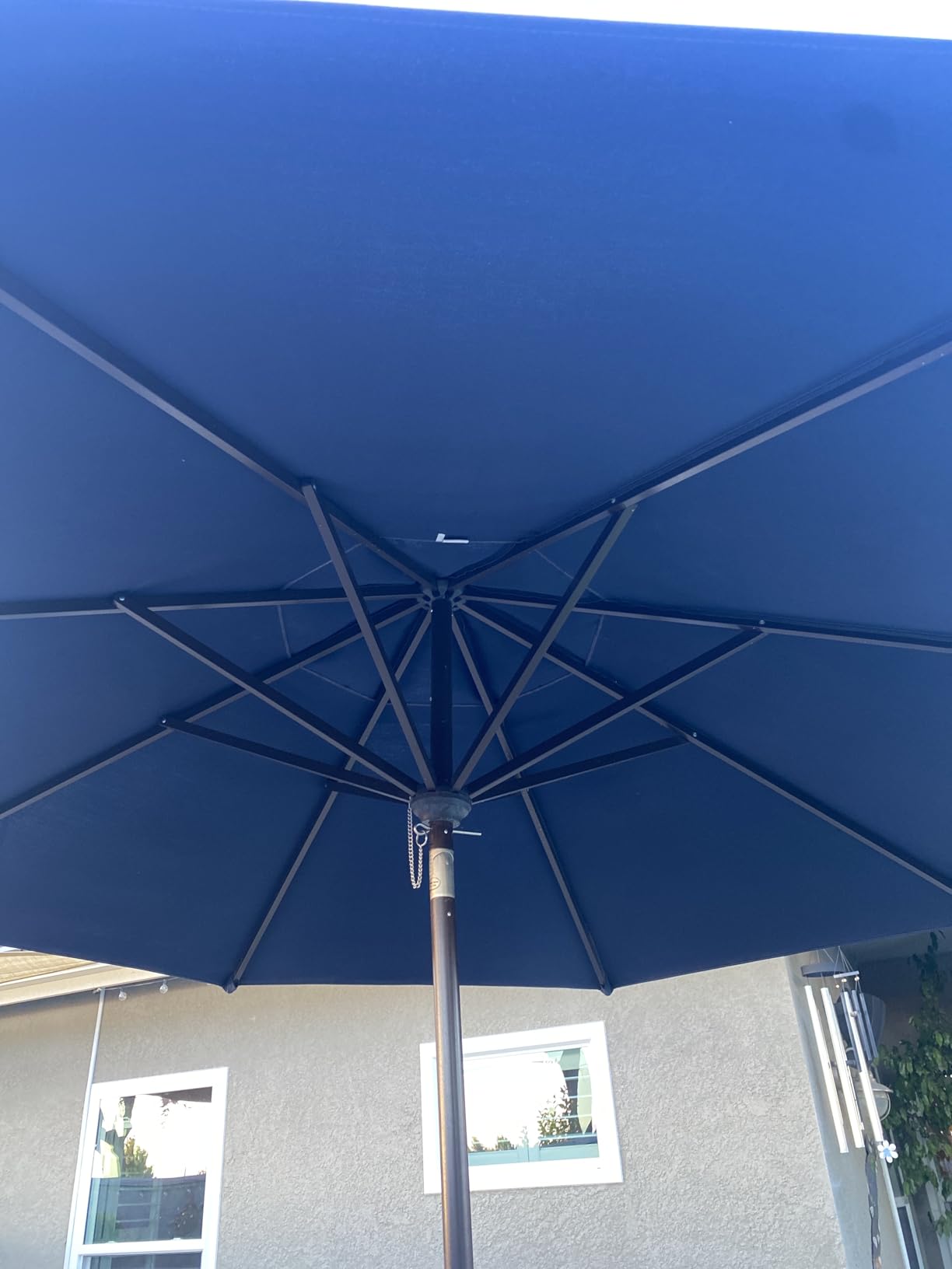 EliteShade USA 10-Year-Non-Fading 11Ft Market Umbrella Patio Outdoor Cylinder Auto Push-up Table Umbrella with Ventilation, Heather Beige - Customer Photo 2