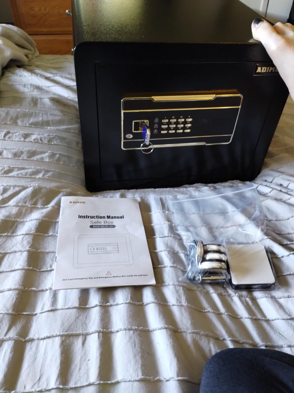 ADIMO Home Safe Box, 1.2 Cubic Feet Security Safe with Fireproof Waterproof Money Bag, Digital Keypad and Dual Key System, Personal Lock Money Box for Home Office Valuable Document Black - Customer Photo 1