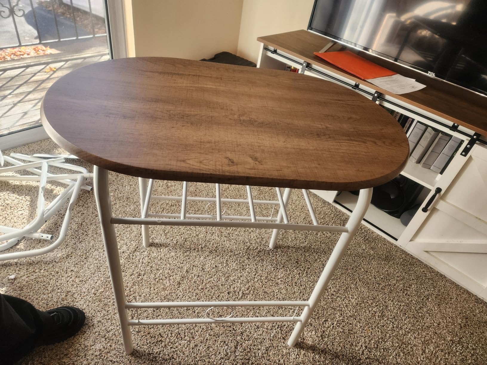 VINGLI 3 Piece Dining Set,Small Kitchen Table Set for 2,Breakfast Table Set,Kitchen Wooden Table and 2 Chairs for Small Space/Dining Room/Apartment,Metal Frame,Wine Rack,Black - Customer Photo 2