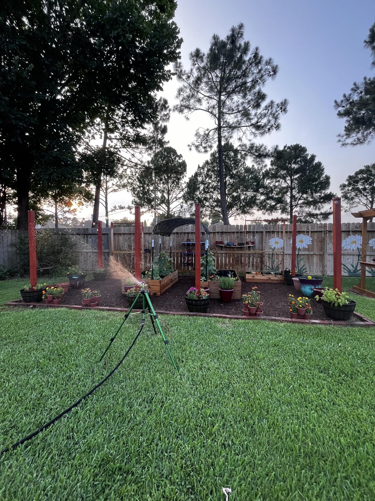 Hourleey Impact Sprinkler on Tripod Base, Heavy Duty Brass Sprinklers for Yard Lawn Garden, 0-360 Degree Large Area Coverage - Customer Photo 2