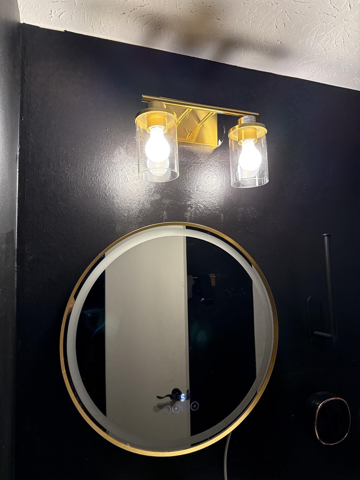 EDISHINE Bathroom Light Fixtures, 2-Light Bathroom Vanity Light with Clear Glass Shades, Matte Black Vanity Lights - Customer Photo 2
