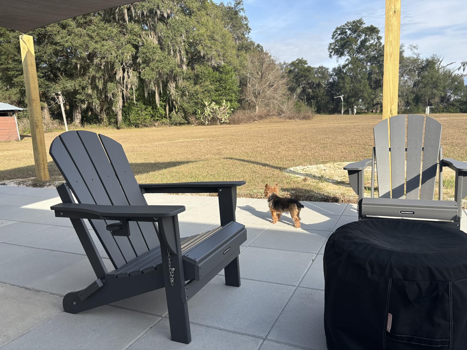 MUCHENGHY Folding Adirondack Chairs, Patio Chairs, Lawn Chairs, Outdoor Chair, Adirondack Chair Plastic, Fire Pit, Weather Resistant with Cup Holder for Deck, Backyard, Garden(Gray) - Customer Photo 1