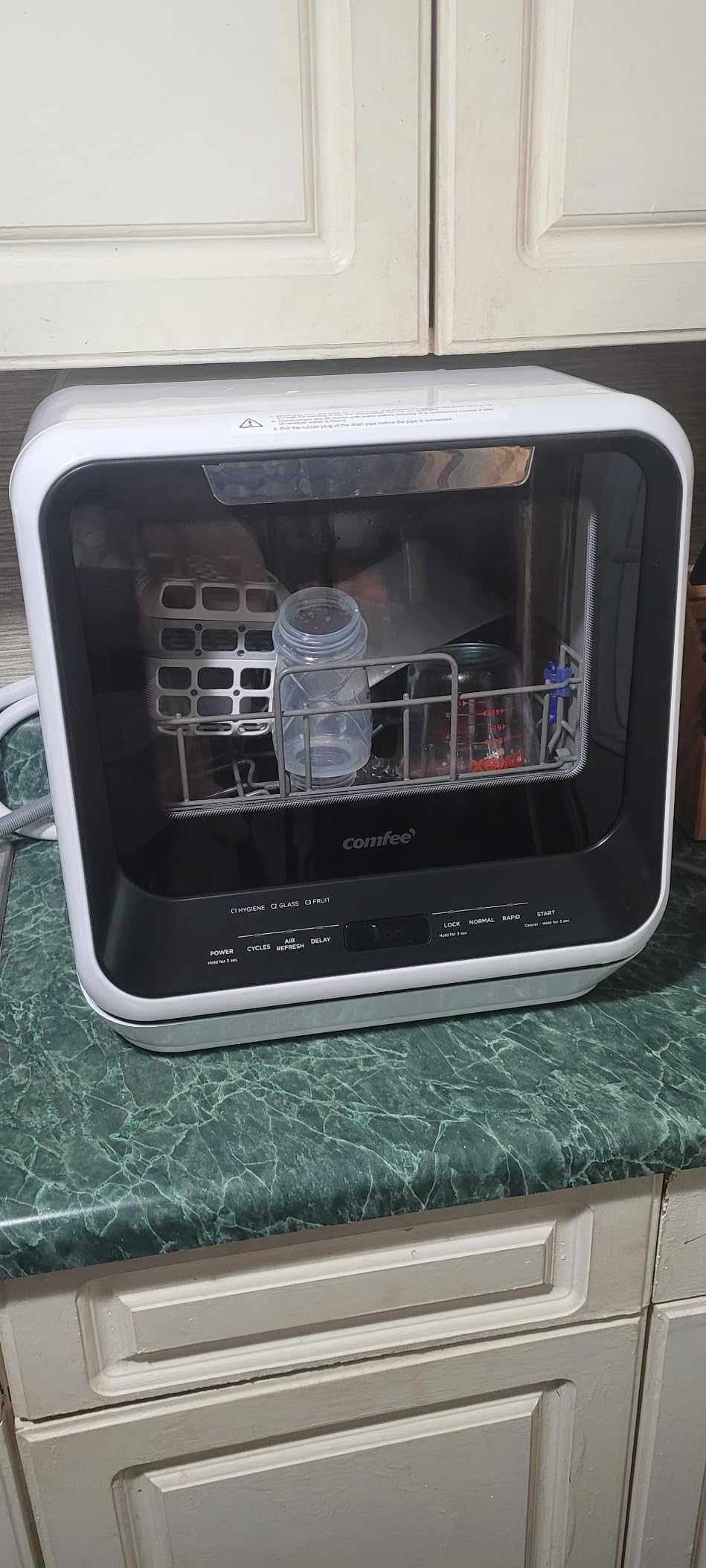 COMFEE' Portable Mini Dishwasher Countertop with 5L Built-in Water Tank for Apartments& RVs, No Hookup Needed, 6 Programs, 360° Dual Spray, 162°F High-Temp& Air-Dry Function - Customer Photo 1