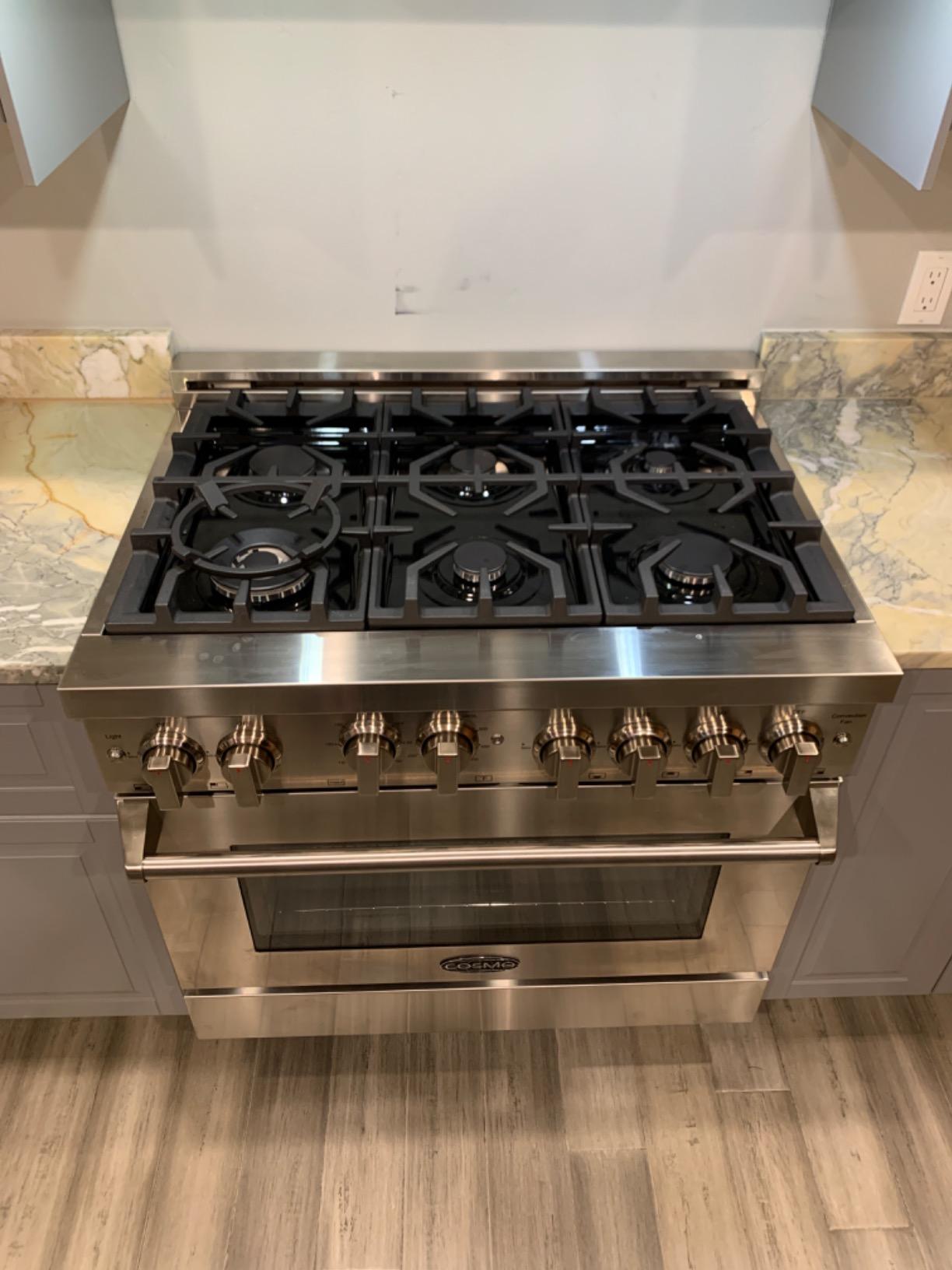 COSMO COS-GRP486G 48 in. 5.5 cu. ft. Double Oven Gas Range with 8 Italian Burners and Heavy Duty Cast Iron Grates in Stainless Steel - Customer Photo 1